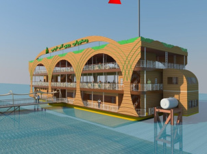 دانلود طراحی یک رستوران روی آب (پروژه دانشجویی معماری)