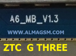 فایل فلش  ZTC G.THREE با مین برد A6_MB_V1.3 و پردازشگر MT6572