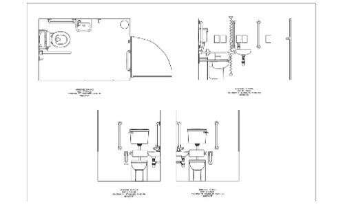 فایل اتوکد جزئیات طراحی سرویس بهداشتی همراه با پلان و مقطع