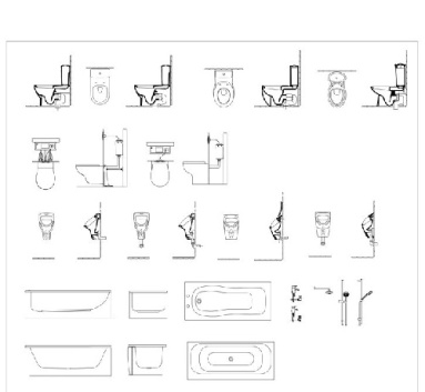 فایل اتوکد آبجکت های طراحی داخلی حمام (پکیج شماره دو)