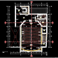 فایل اتوکد طراحی سالن آمفی تئاتر و کافه تریا همراه با پلان های دقیق، مقاطع اجرایی و جزئیات