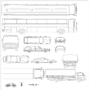 فایل اتوکد آبجکت های خودرو، موتورسیکلت و دوچرخه برای استفاده در طراحی