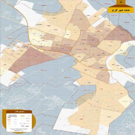 نقشه دقیق و کامل شهر کرج به همراه مقایسه محلات شهر کرج بر اساس میانگین قیمت آپارتمان نوساز در سایز 50*70