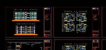 فایل اتوکد طراحی آپارتمان مسکونی همراه با پلان های مبلمان شده، برش ها و نماها	
