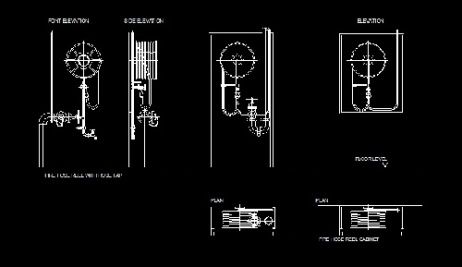 فایل اتوکد طراحی تجهیزات و شیرهای آتشنشانی مورد استفاده در ساختمان