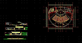 فایل اتوکد طراحی آمفی تئاتر روباز همراه با پلان، مقاطع و جزئیات اجرایی