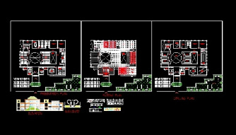 فایل اتوکد طراحی مدرسه همراه با پلان های مبلمان شده و نماها