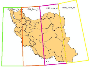 لایه وکتوری زونهای UTM ایران همراه با لایه استانهای کشور