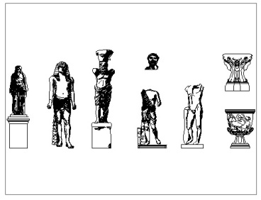 فایل اتوکد آبجکت انواع مجسمه های سنگی یونان و روم